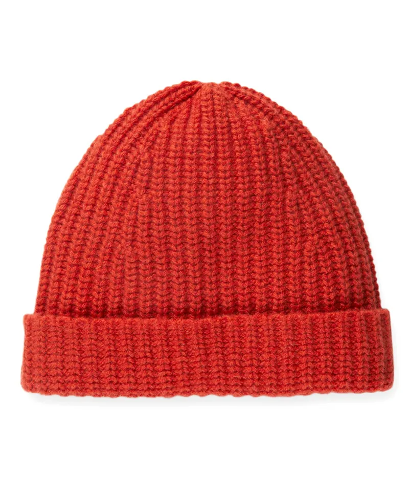 Outerknown Reimagine Cashmere Beanie Tomato - Mens Red Knitted Hat